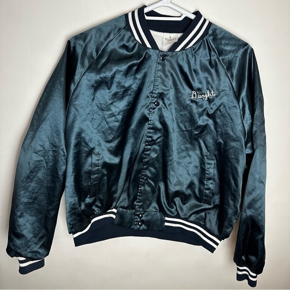 Vintage Auburn Sportswear Satin Bomber Jacket unisex XXL Made in USA navy blue - Picture 1 of 6